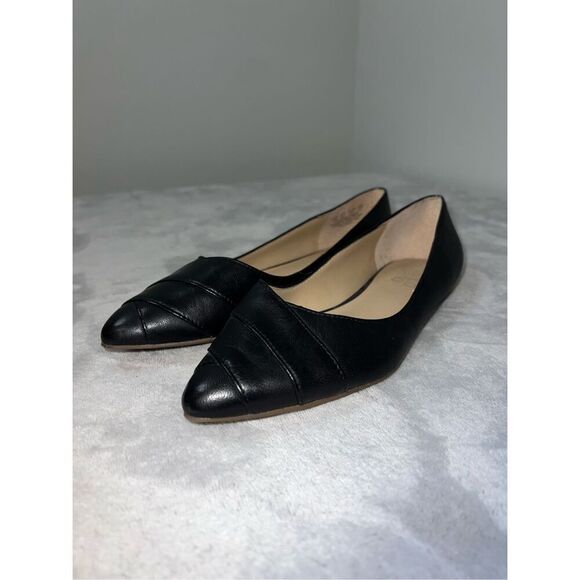Women’s Black Leather Franco Sarto Pointed Ballet Flats US 7 EU 37 - Picture 3 of 9